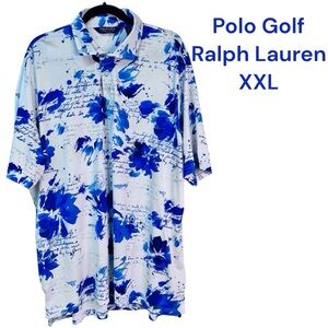 Ralph Lauren Men’s Polo Golf Shirt Blue and White 2XL